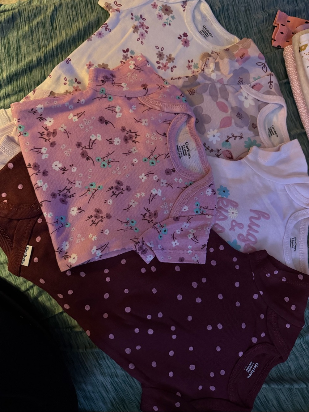 Baby Girls Floral & Polka Dot Bodysuit Set - Pink, Mauve, White